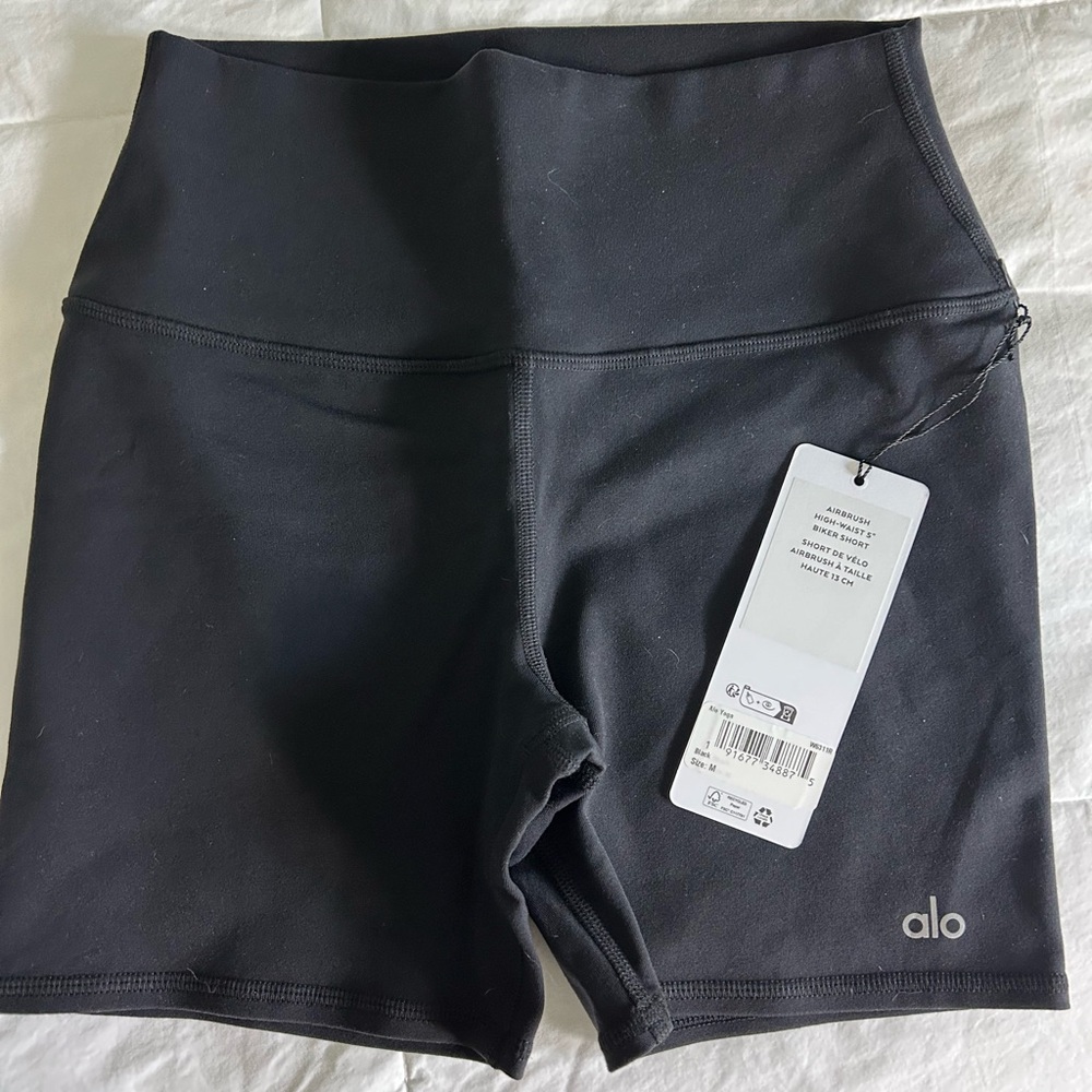 ALO Yoga Black Airbrush High Waist 5” Biker Shorts Size Medium